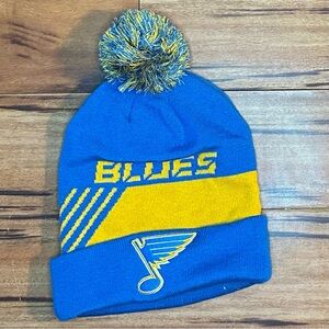 Fanatics Blues Knit Pom Beanie in Blue and Yellow